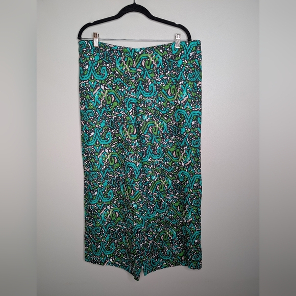 Foil Linen Wide Leg Green Trousers sz L NWT - Picture 1 of 10